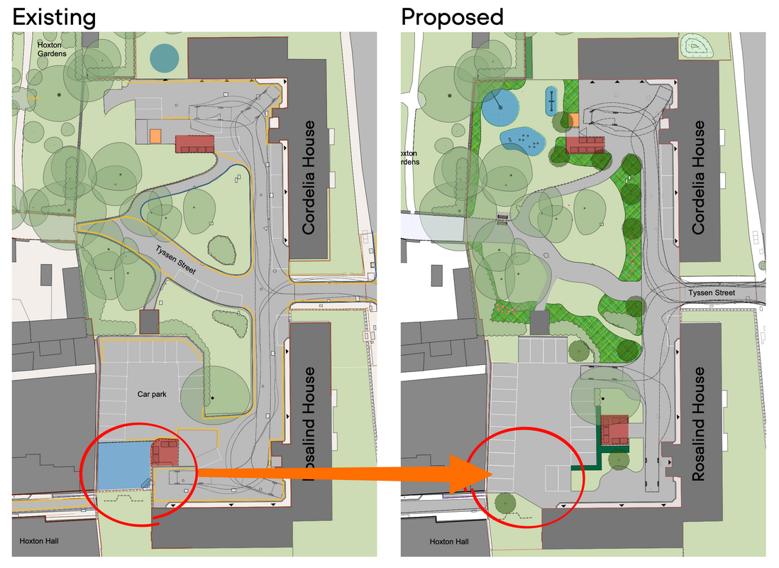 Existing and Planned changes to Tyssen Street behind Hoxton Trust Community Garden